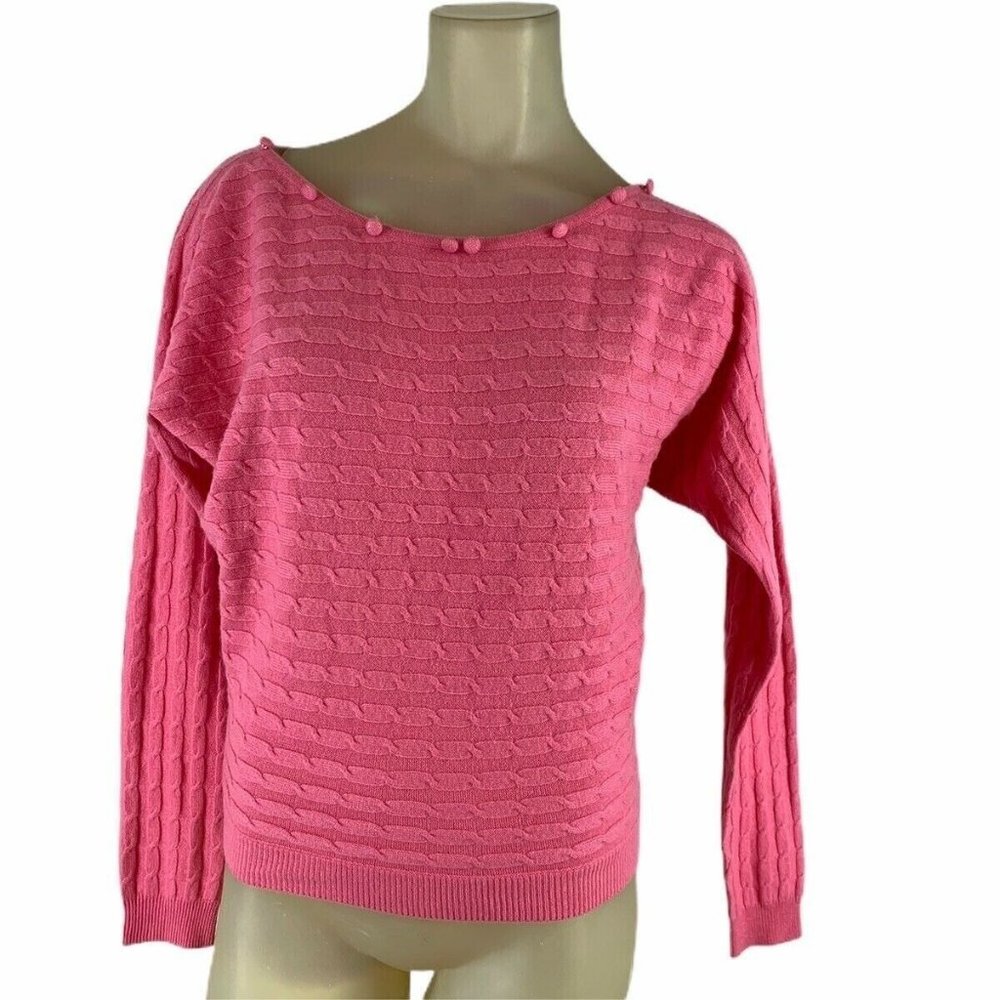 Twin Set Simona Barbieri Women’s cashmere sweater pink cable size medium Italy